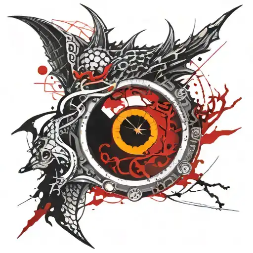 Dragon Eye In Chinese Power Symbol Intertwined