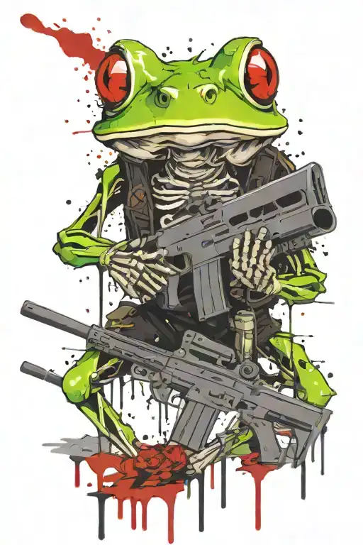 Frog Skeleton With M4 Rifle Crawling Wearing Udt Shorts