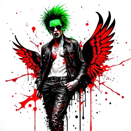 Picture Peter Punk In A Punk Style In Color With A Predominance Of Green Without Wings