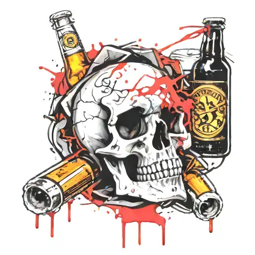 Skull And Beer Bottle