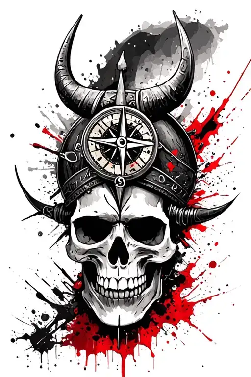 Skull Viking With Vegisir Compass