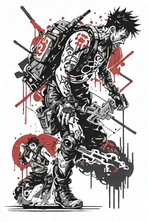 Hope And Courage Man In Cyberpunk And One Piece Themes