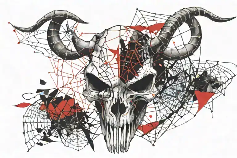 Half Man Half Bull Skull In Spider Web Developer Coding