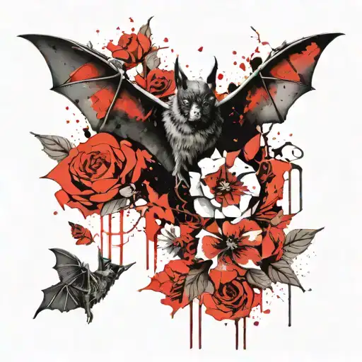 Bat And Flowers