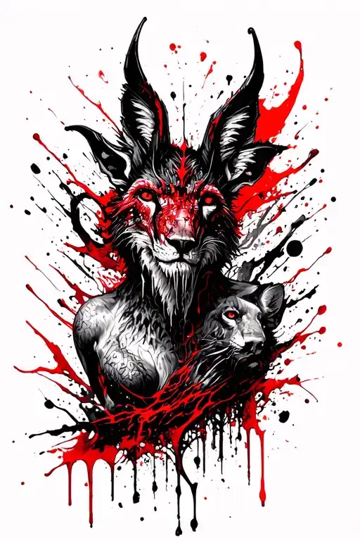 Dark Psychology Themed Tattoo Featuring Animals Und Demons