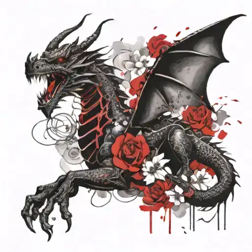 Dragon In Flowers
