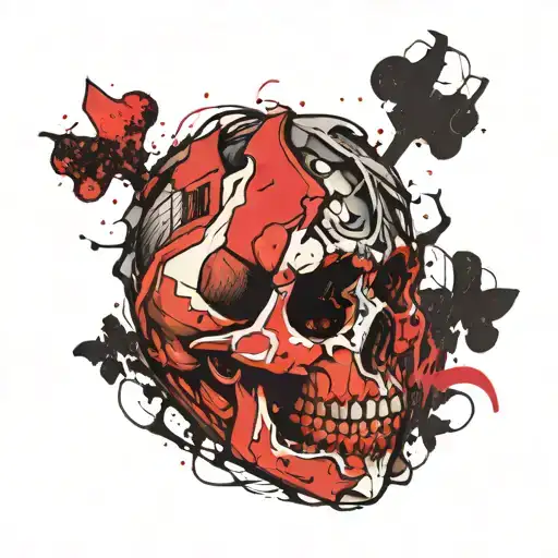 Skull In Broken Heart Shape