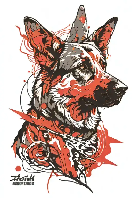 German Sheperd With Waves Crashing