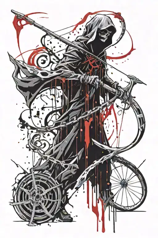 Grim Reaper Holding A Scythe And Momento Mori Written