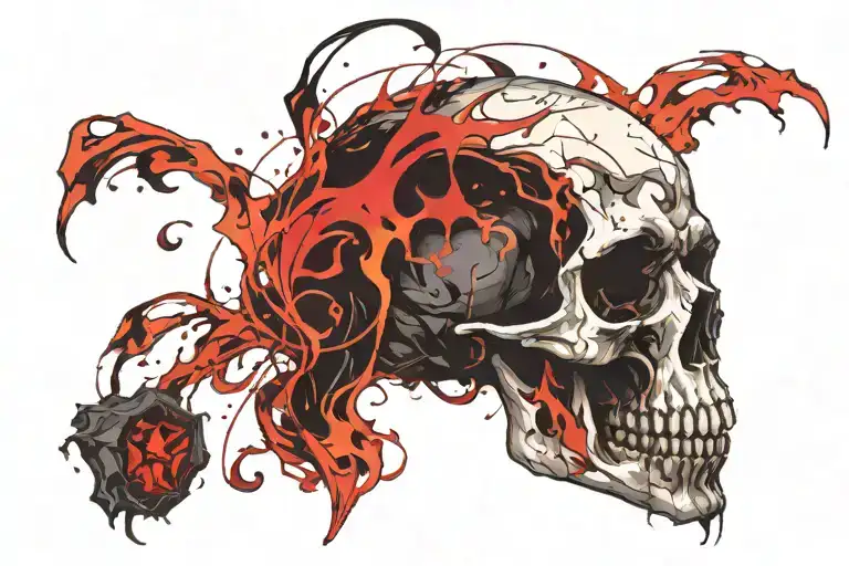 Vampire Skull With Flames