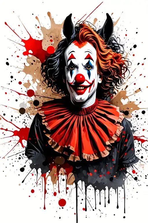 Art The Clown With Brown Background With Horses