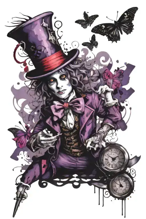 Alice In Wonderland Mad Hatter Purple And Black
