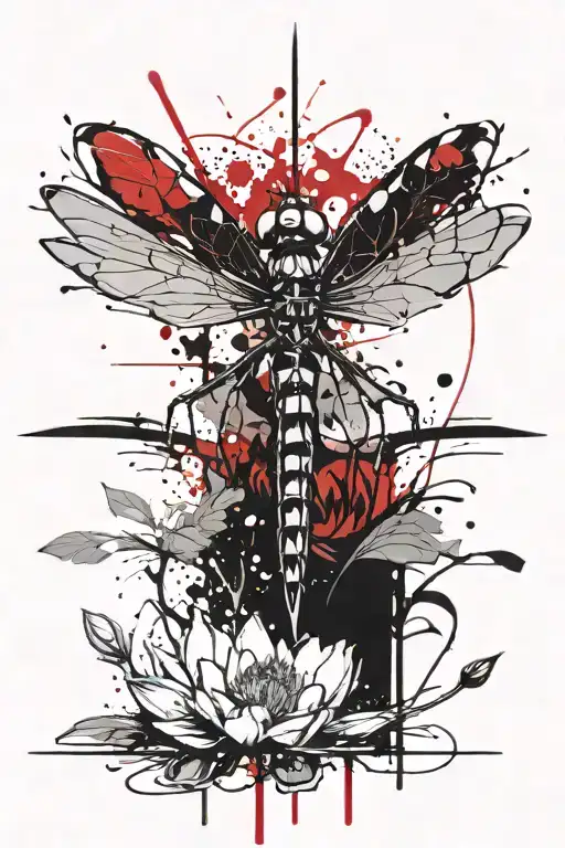 Dragonfly Resting On Lotus Flower