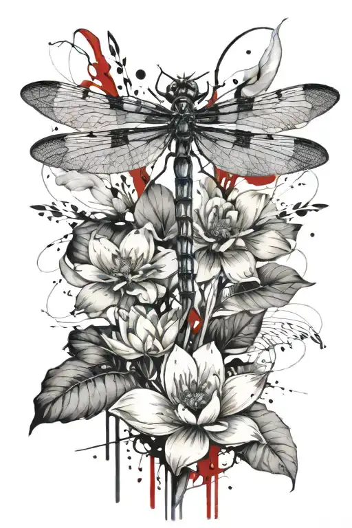 Dragonfly Resting On Lotus Flower