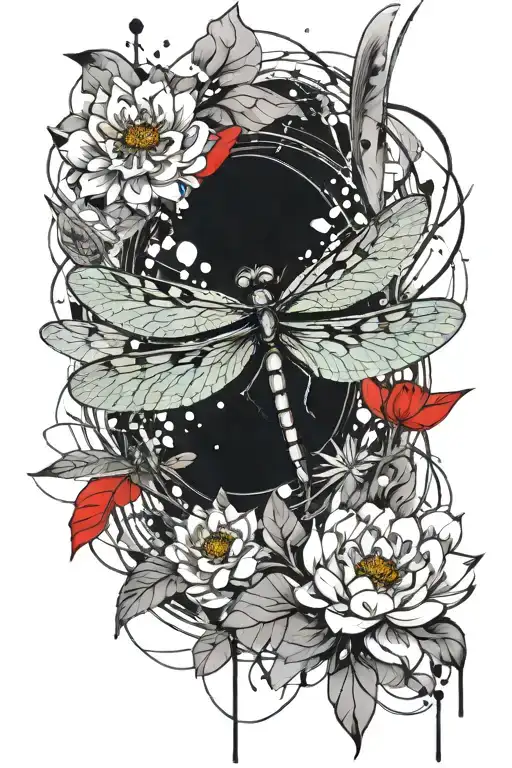 Dragonfly Resting On Lotus Flower