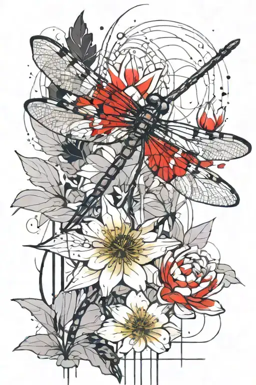 Dragonfly Resting On Lotus Flower