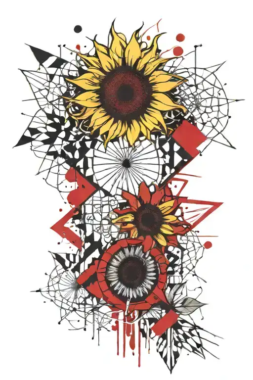 Sunflower Inside Of Geometric Shape