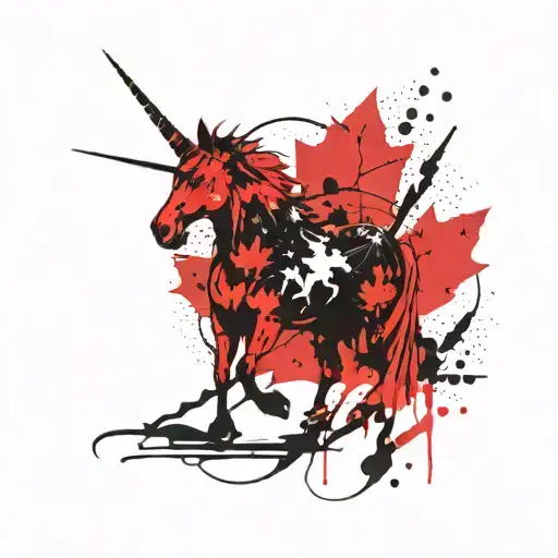 Canadian Mapleleaf And Scottish Unicorn Surrounded
