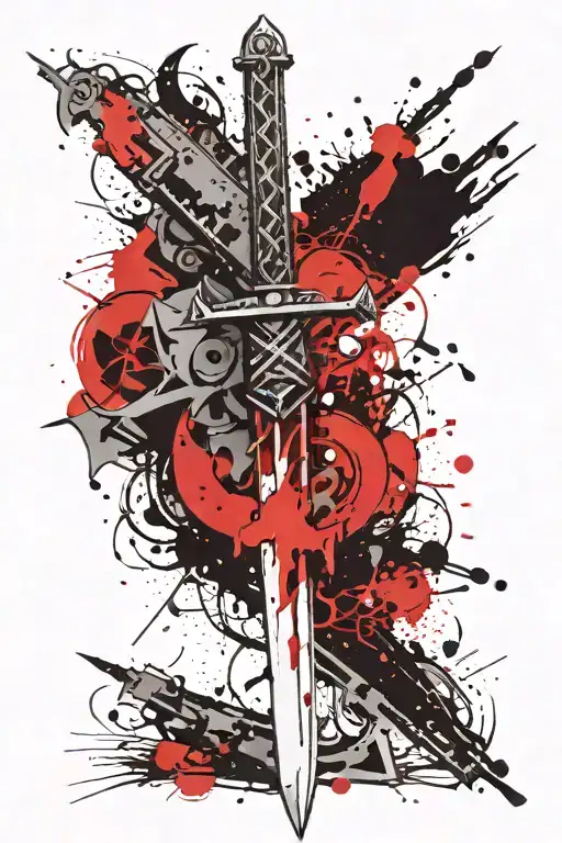 Sword With Stars As A Hilt Facing Down