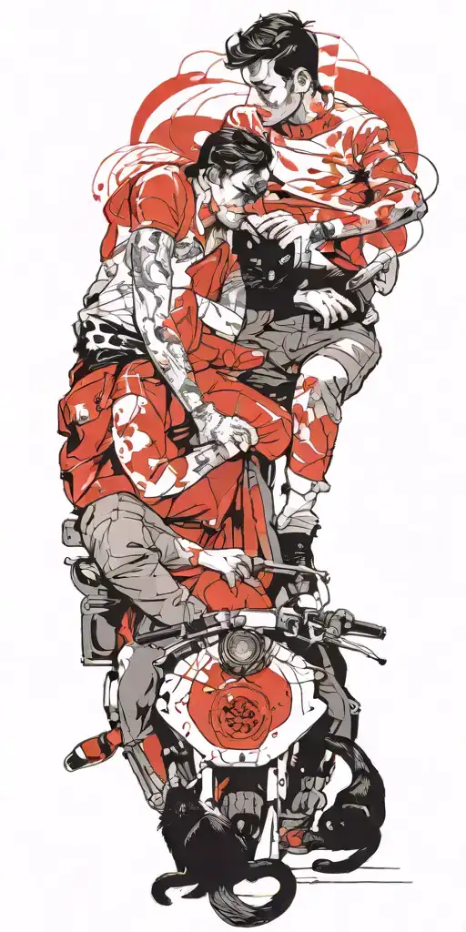 Two Gay Men With Two Black Cats Sitting In A Bmw