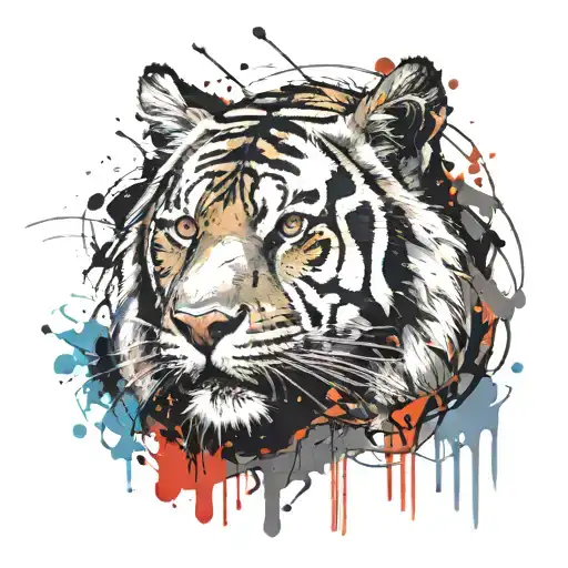 Tiger Face With Fairy Wings Coming Out Of Head