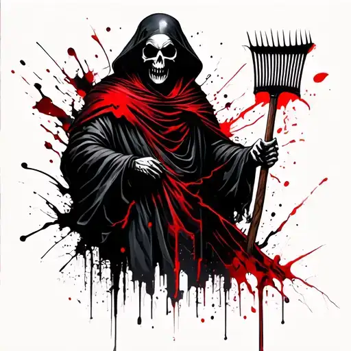Grim Reaper Holding A Rake