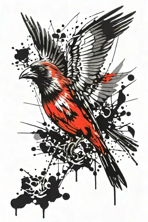 Tropical Cardinal Flying