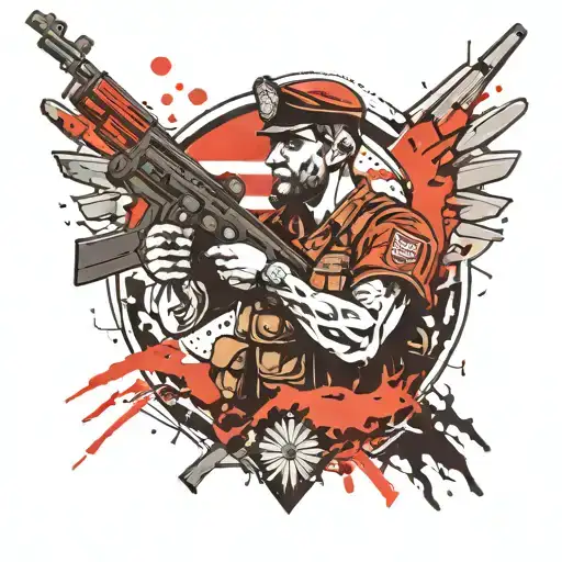 Polish Emblem With Soldier Holding Gun