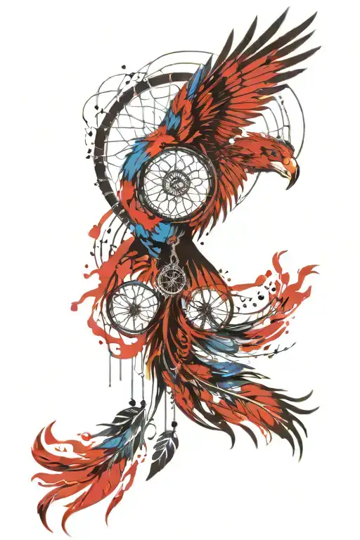Blue Phoenix With Dreamcatcher Alchemy Art