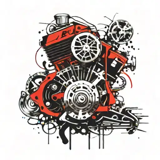 Motorcycle Engine With Tool In The Sun