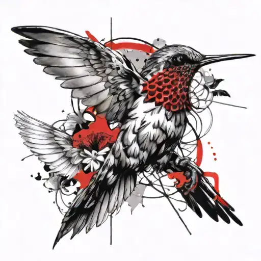 Aster And Hummingbird Flying