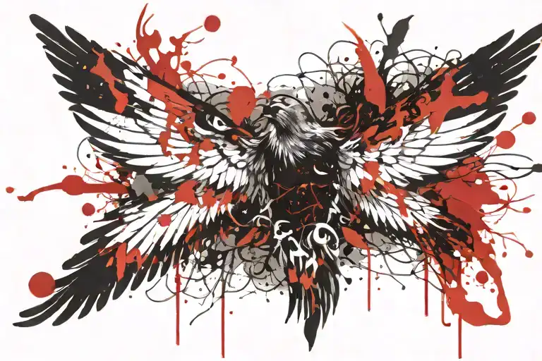 Wing Spread With Branches Instead Of Feathers Coming