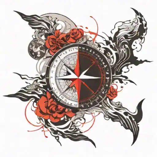 Compass And Ocean Waves