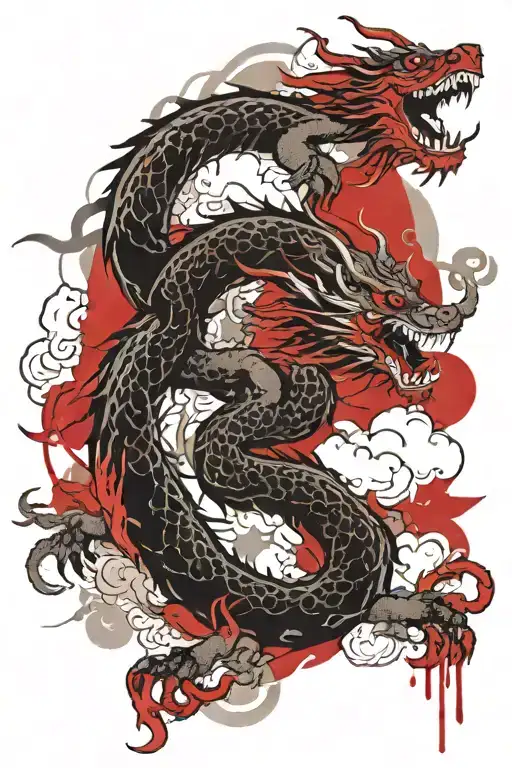Japanese Dragon In Clouds