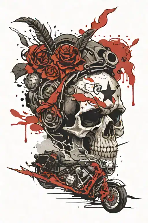 Clouds In The Form Of A Skull And A Motorcycle