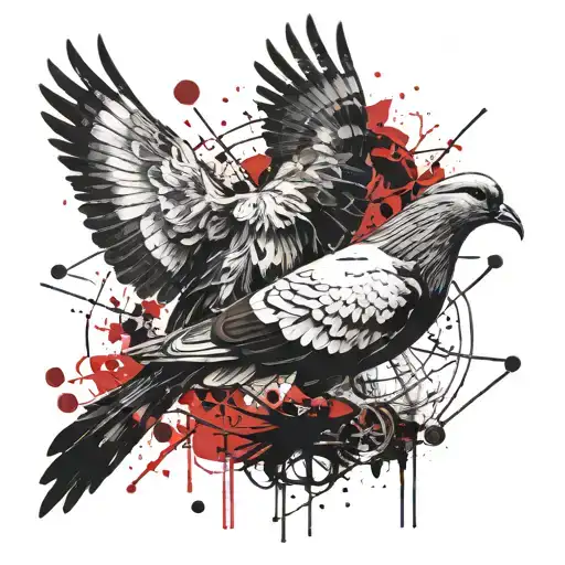 Pigeon And A Dove Together In The Afterlife