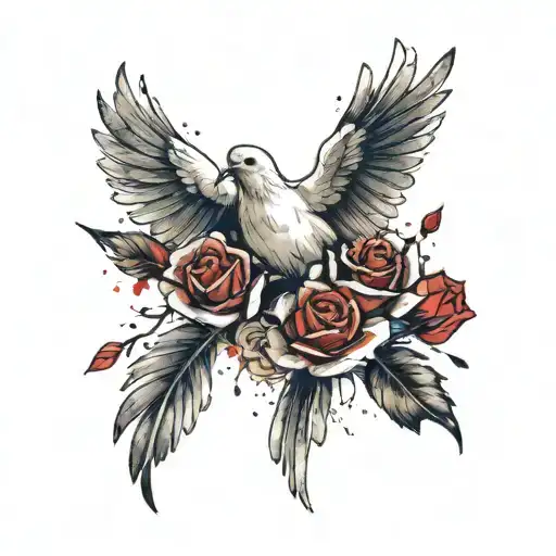 Dove Holding A Rose
