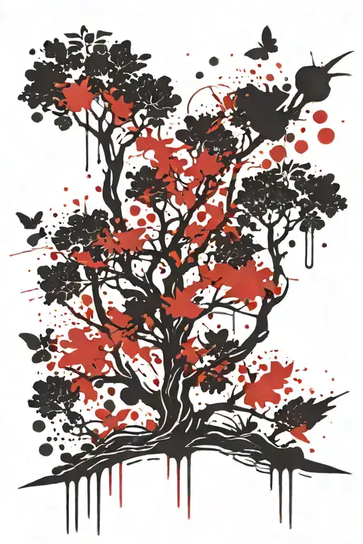 Ink Splat Tribal Tree