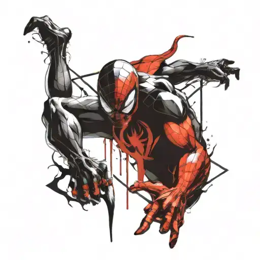 Spider-man And Venom Mixing It Up