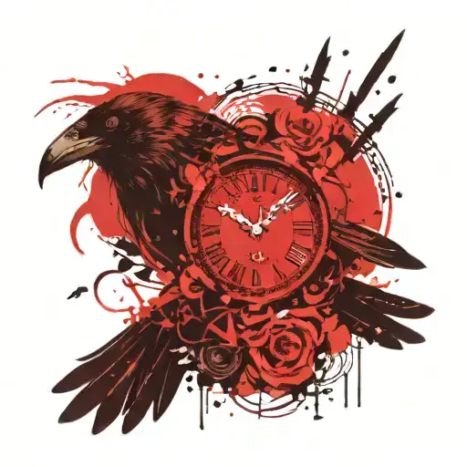 Raven Clock And All-seeing Eye