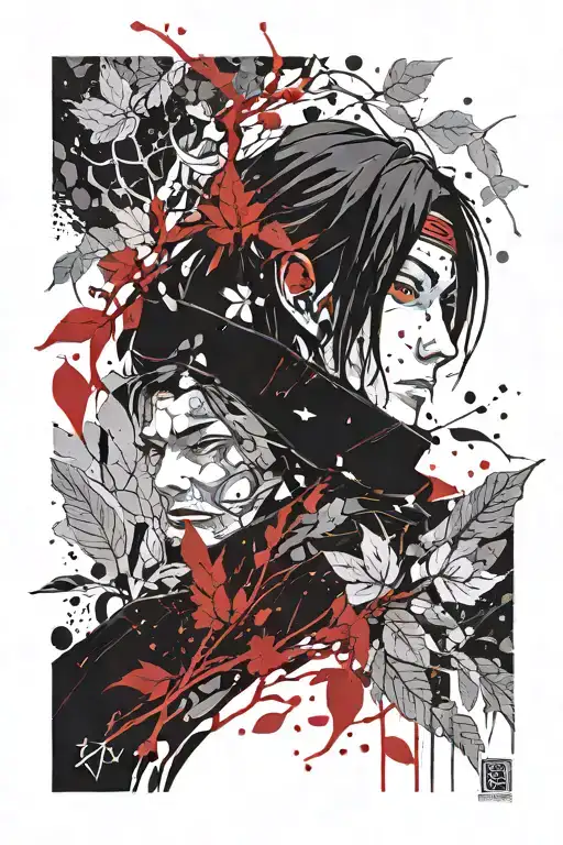 Itachi With Autumn Leaves