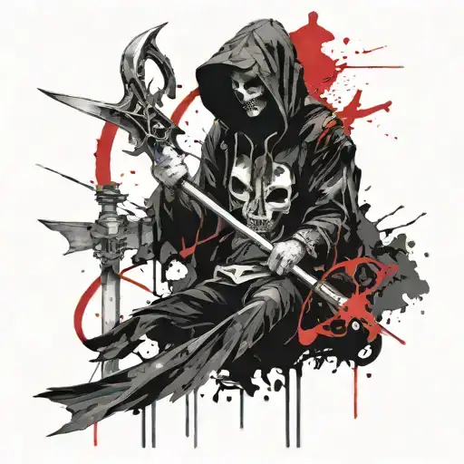The Lord Of Darkness With A Scythe And A Hood