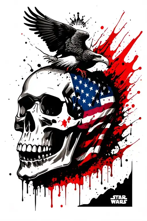 Star Wars Themed Skull With Eagle On Top Of It Mixed In With A Realistic American Flag