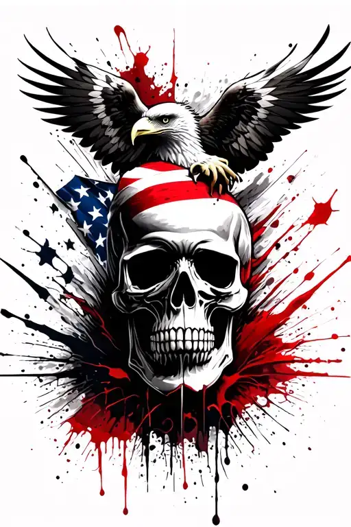 Star Wars Themed Skull With Huge Eagle On Top Of It Mixed In With A Realistic American Flag