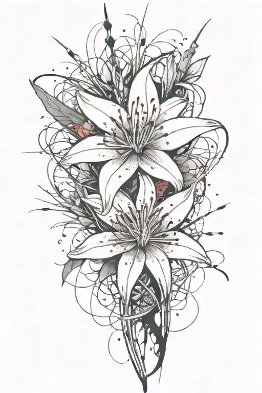 Red Spider Lily Flower In Red On Full Outer Thigh