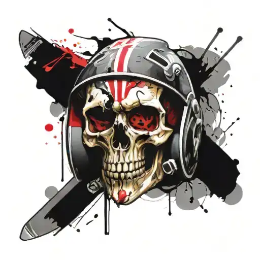 Skull Wearing Hockey Helmet