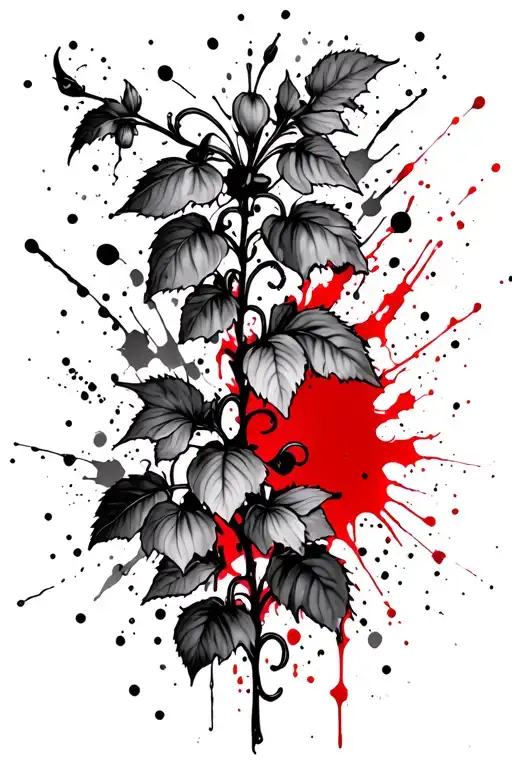 Deadly Nightshade Vine Tattoo In Black And Grey Splatter Tattoo Style