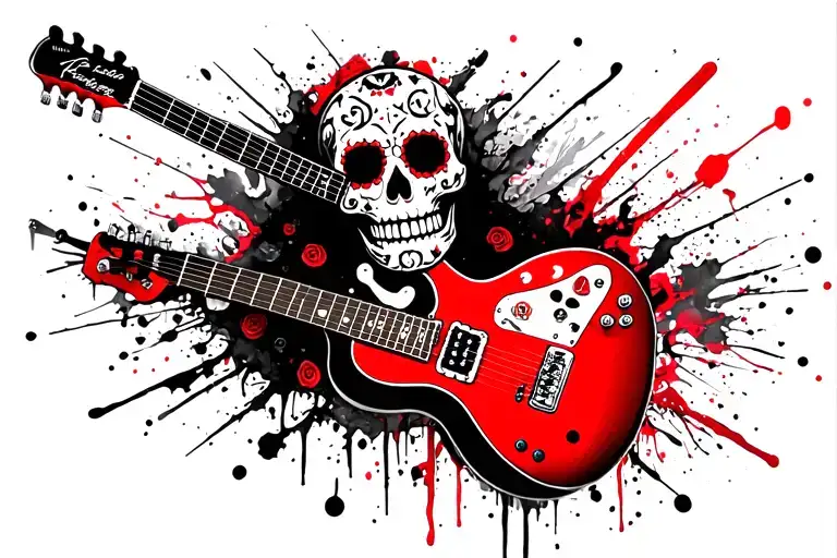 Sugar Skull With Fender Telecaster Guitar