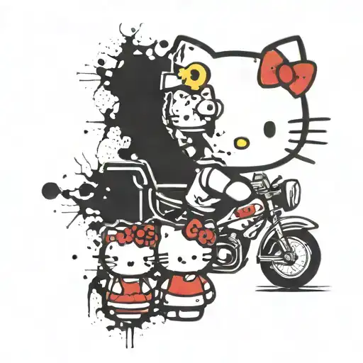 Black And White Paired Tattoo Hello Kitty For Man And Woman
