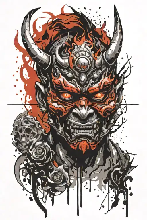 Oni Mask On Fire